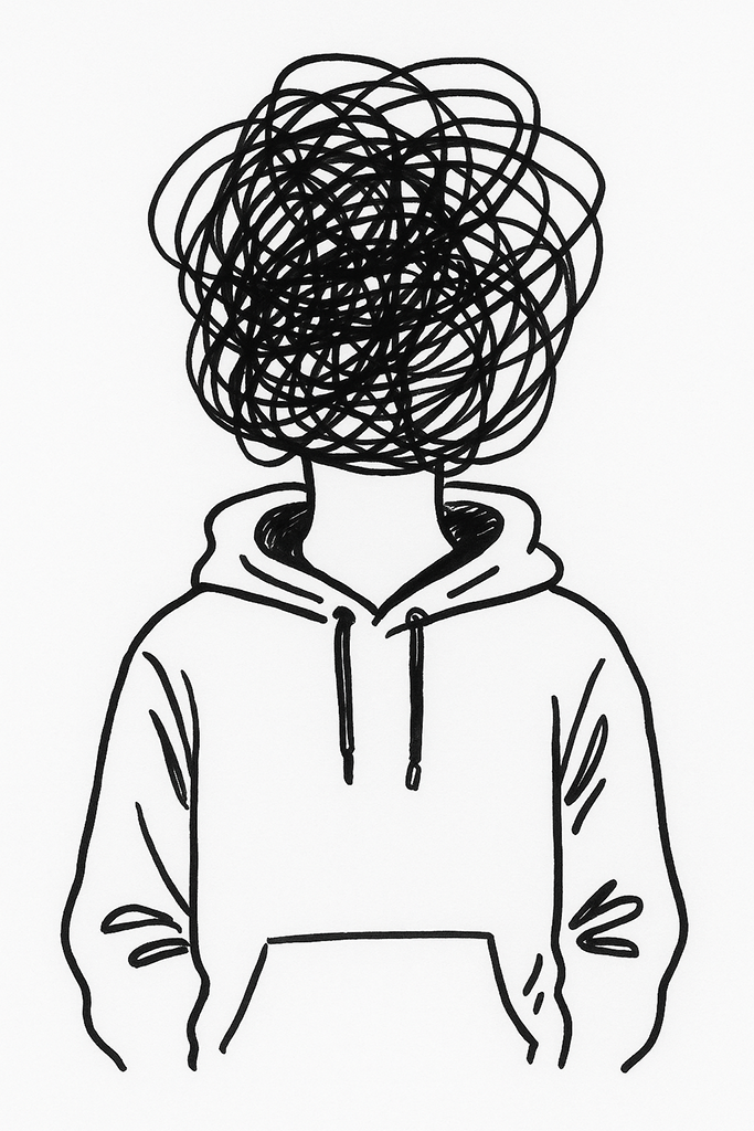 Person overwhelmed with thoughts